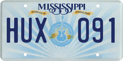 MS license plate HUX091