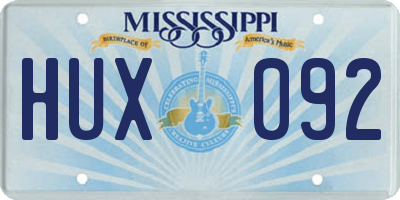 MS license plate HUX092
