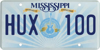 MS license plate HUX100