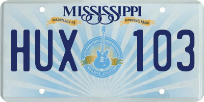 MS license plate HUX103