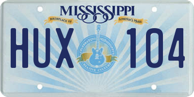 MS license plate HUX104