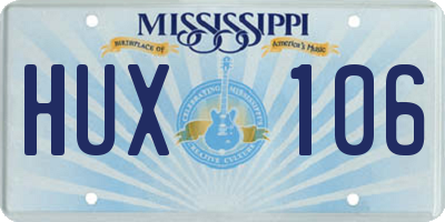 MS license plate HUX106