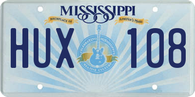 MS license plate HUX108