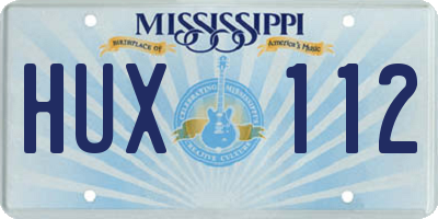 MS license plate HUX112