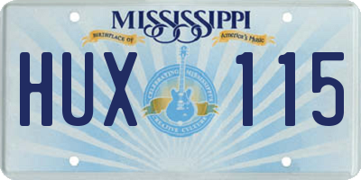 MS license plate HUX115