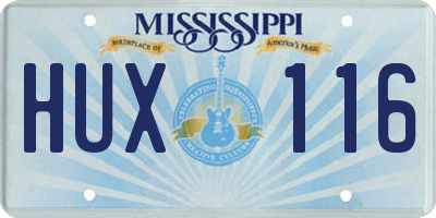 MS license plate HUX116