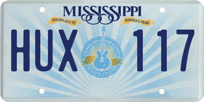 MS license plate HUX117