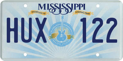 MS license plate HUX122
