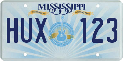 MS license plate HUX123