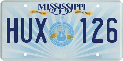 MS license plate HUX126