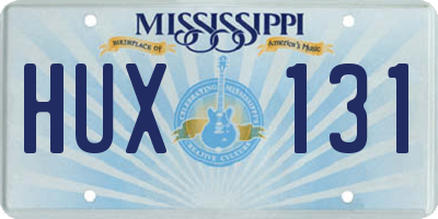MS license plate HUX131