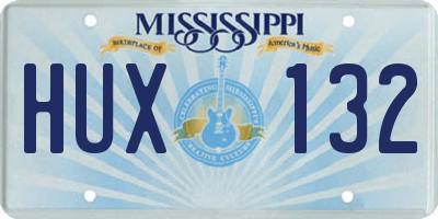 MS license plate HUX132