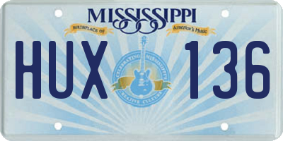 MS license plate HUX136