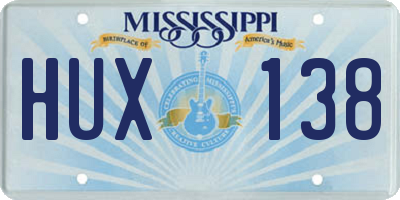 MS license plate HUX138