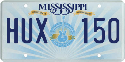 MS license plate HUX150