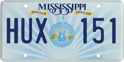 MS license plate HUX151