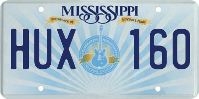 MS license plate HUX160