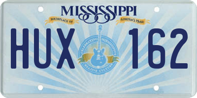 MS license plate HUX162