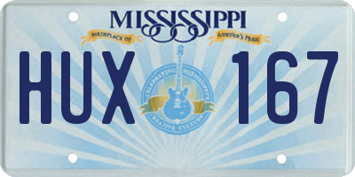 MS license plate HUX167