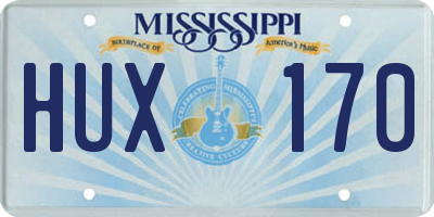 MS license plate HUX170