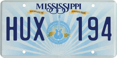 MS license plate HUX194