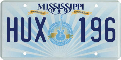 MS license plate HUX196