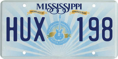 MS license plate HUX198