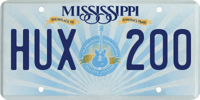 MS license plate HUX200