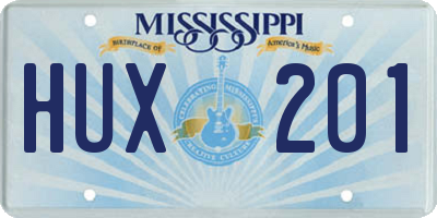 MS license plate HUX201