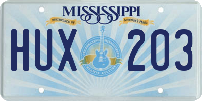 MS license plate HUX203