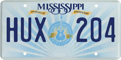MS license plate HUX204