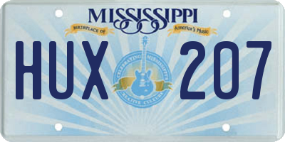 MS license plate HUX207