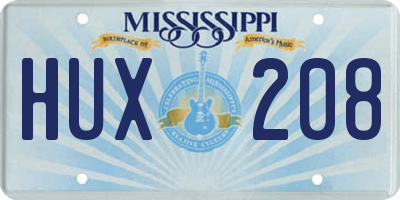 MS license plate HUX208