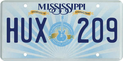 MS license plate HUX209