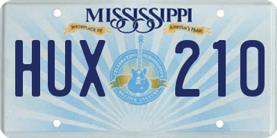 MS license plate HUX210