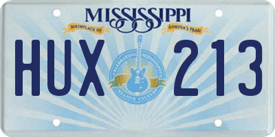 MS license plate HUX213