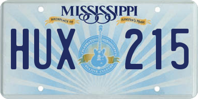 MS license plate HUX215