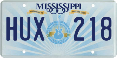 MS license plate HUX218
