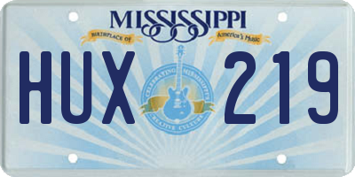MS license plate HUX219