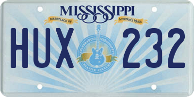 MS license plate HUX232