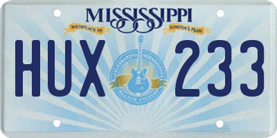 MS license plate HUX233