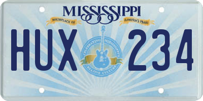 MS license plate HUX234