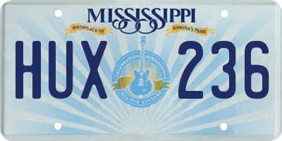 MS license plate HUX236