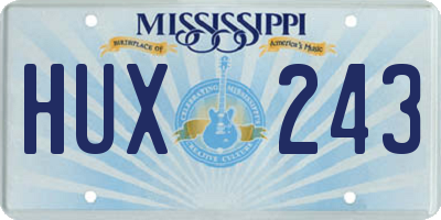 MS license plate HUX243