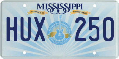 MS license plate HUX250