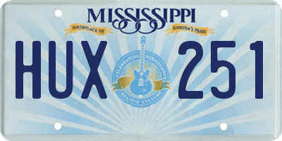 MS license plate HUX251