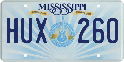 MS license plate HUX260