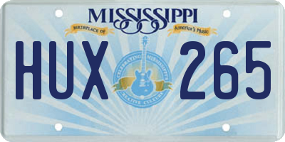 MS license plate HUX265