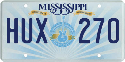 MS license plate HUX270