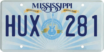 MS license plate HUX281
